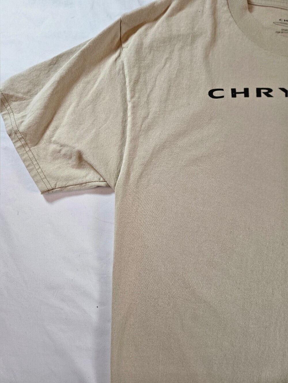Chrysler Mens Beige Letter Car Crewneck Pullover Short Sleeve Shirt Size Medium - Picture 4 of 12